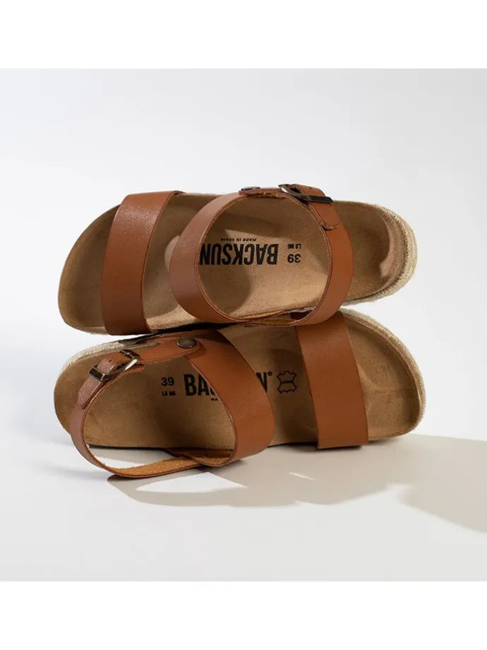 Leder-Sandaletten in Hellbraun