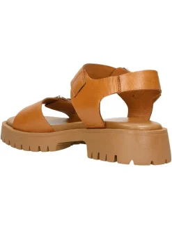 Leder-Sandaletten in Hellbraun