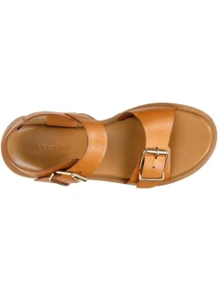 Leder-Sandaletten in Hellbraun