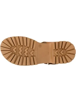 Leder-Sandaletten in Hellbraun