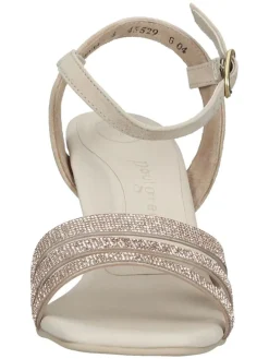 Leder-Sandaletten in Hellbraun