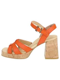 Leder-Sandaletten in Orange