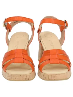 Leder-Sandaletten in Orange