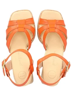 Leder-Sandaletten in Orange