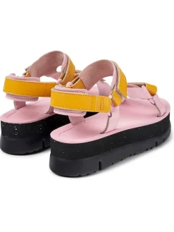 Leder-Sandaletten in Rosa/ Orange