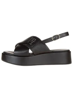 Leder-Sandaletten in Schwarz