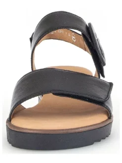 Leder-Sandaletten in Schwarz