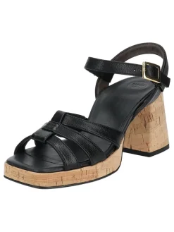 Leder-Sandaletten in Schwarz