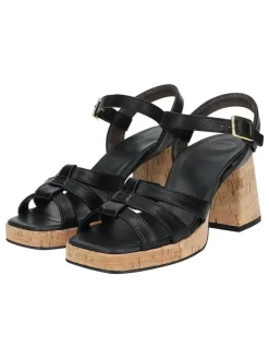 Leder-Sandaletten in Schwarz