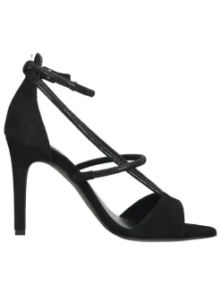 Leder-Sandaletten in Schwarz