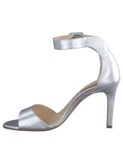 Leder-Sandaletten in Silber