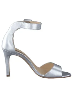 Leder-Sandaletten in Silber