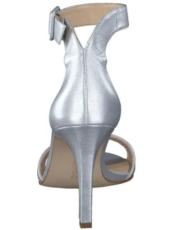 Leder-Sandaletten in Silber