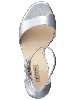 Leder-Sandaletten in Silber