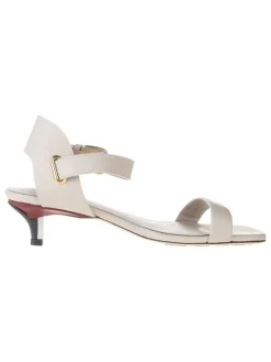 Leder-Sandaletten in Weiß