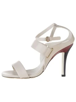 Leder-Sandaletten in Weiß