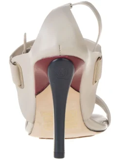 Leder-Sandaletten in Weiß