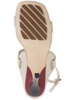 Leder-Sandaletten in Weiß