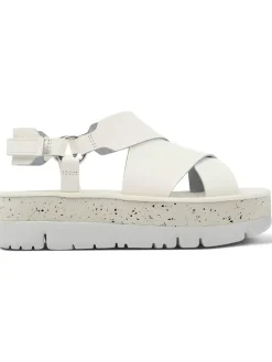 Leder-Sandaletten in Weiß