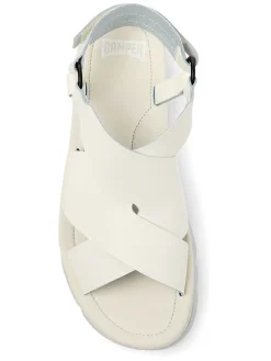 Leder-Sandaletten in Weiß