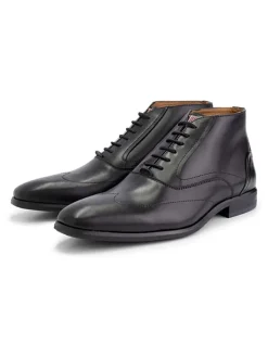 Leder-Schnürschuhe "Gold St." in Schwarz