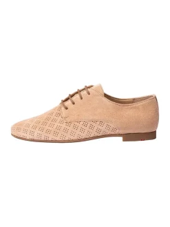 Leder-Schnürschuhe in Beige