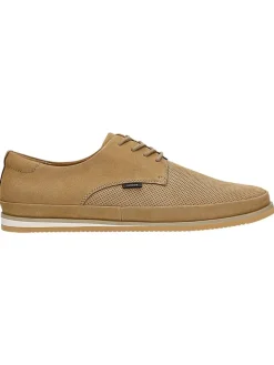 Leder-Schnürschuhe in Beige