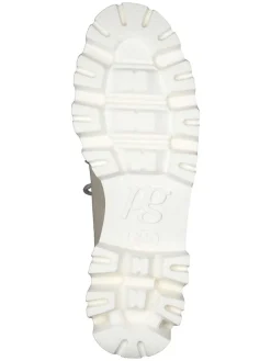 Leder-Schnürschuhe in Beige/ Weiß