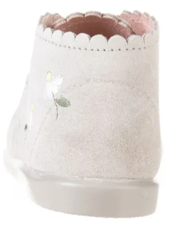 Leder-Schnürschuhe in Beige