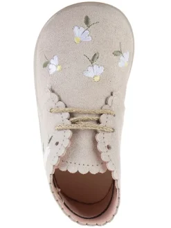 Leder-Schnürschuhe in Beige