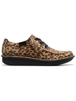 Leder-Schnürschuhe in Beige/ Hellbraun