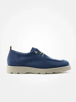 Leder-Schnürschuhe in Blau