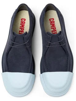 Leder-Schnürschuhe in Blau/ Hellblau