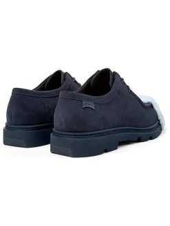 Leder-Schnürschuhe in Blau/ Hellblau