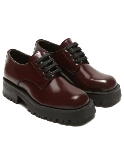 Leder-Schnürschuhe in Bordeaux