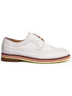 Leder-Schnürschuhe in Creme