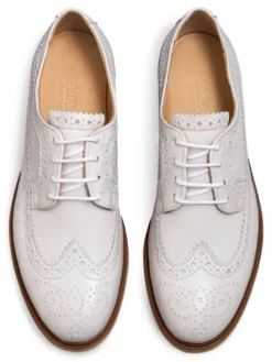 Leder-Schnürschuhe in Creme