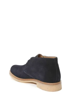 Leder-Schnürschuhe in Dunkelblau