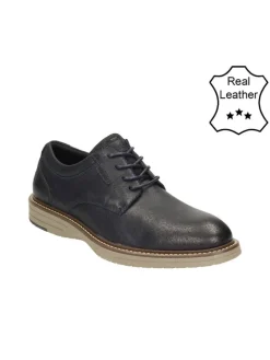 Leder-Schnürschuhe in Dunkelblau