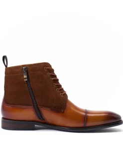 Leder-Schnürschuhe in Grau