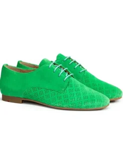 Leder-Schnürschuhe in Grün