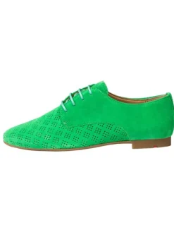 Leder-Schnürschuhe in Grün