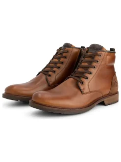 Leder-Schnürschuhe in Hellbraun