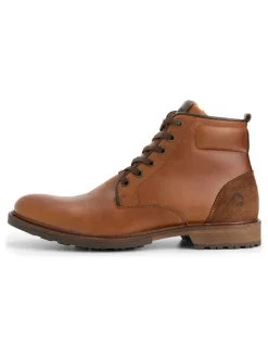 Leder-Schnürschuhe in Hellbraun