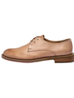 Leder-Schnürschuhe in Hellbraun