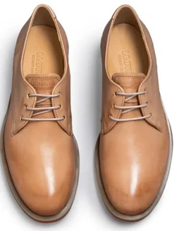 Leder-Schnürschuhe in Hellbraun