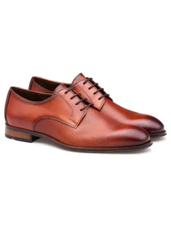 Leder-Schnürschuhe in Hellbraun