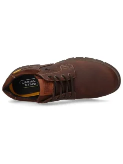 Leder-Schnürschuhe in Hellbraun