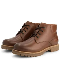 Leder-Schnürschuhe in Hellbraun