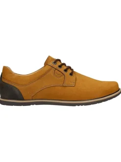 Leder-Schnürschuhe in Hellbraun